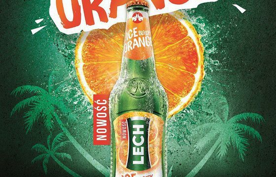 Piwo Lech Ice reklamowane w wersji Bloody Orange