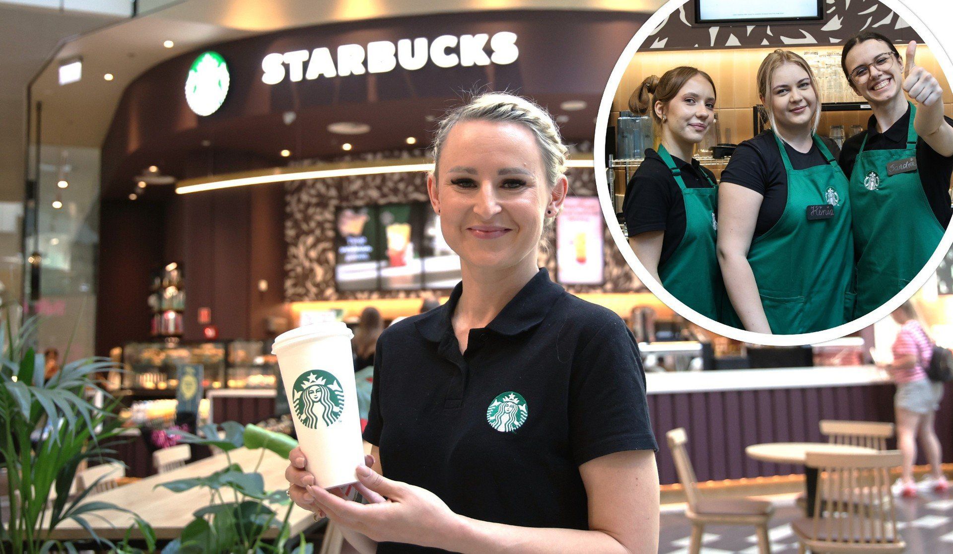Na zdjęciu kierownik pierwszego w Świętokrzyskiem Starbucksa - Marlena Gajewska. Jak wspomina dzień otwarcia?
