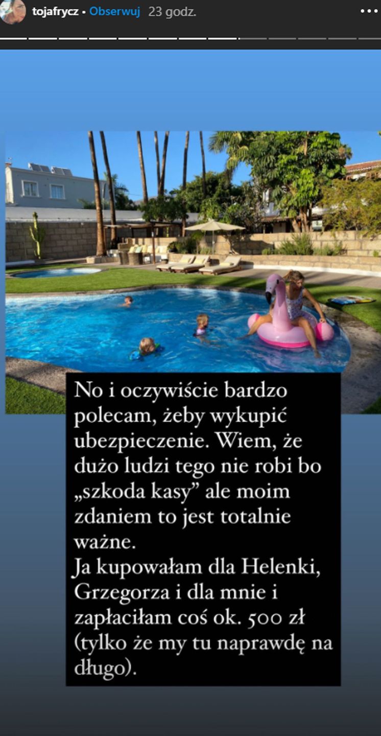Olga Frycz wypoczywa na "Kanarach" z byłym narzeczonym