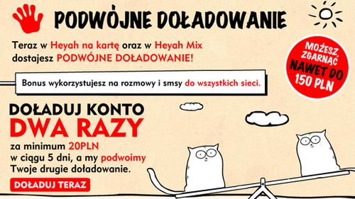 Podwójne doładowanie także w Heyah! 1