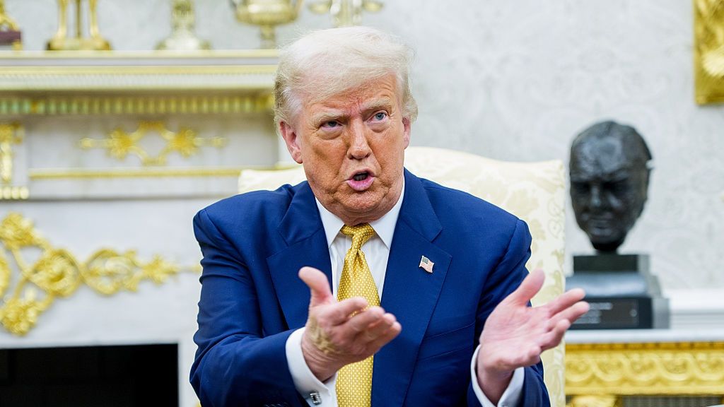President Trump Hosts Crown Prince Of Bahrain At White House
US President Donald Trump during a meeting with Salman bin Hamad Al Khalifa, Bahrain's crown prince, not pictured, in the Oval Office of the White House in Washington, DC, US, on Wednesday, July 16, 2025. Bahrain's Crown Prince Salman bin Hamad Al Khalifa pledged $17 billion worth of investments in the US as he met with President Donald Trump at the White House. Photographer: Aaron Schwartz/CNP/Bloomberg via Getty Images
Bloomberg
international relations, 2025uspolitics, north american, u.s. government, foreign relations, us, united states of america, the white house, americas, government news, u.s.a., american