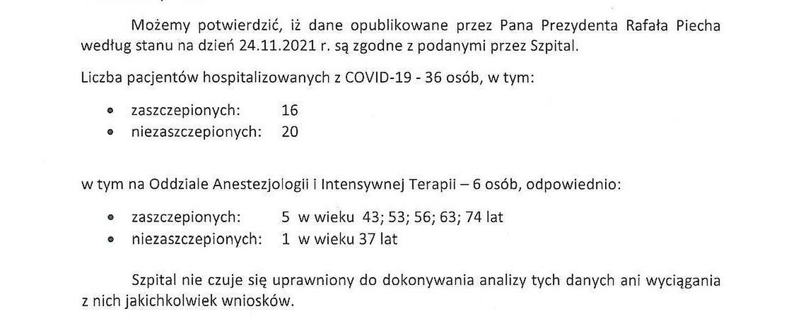 IV fala COVID-19. Szpital w Siemanowicach Śl. potwierdza dane prezydenta, ale zastrzega, że nie będzie ich komentować