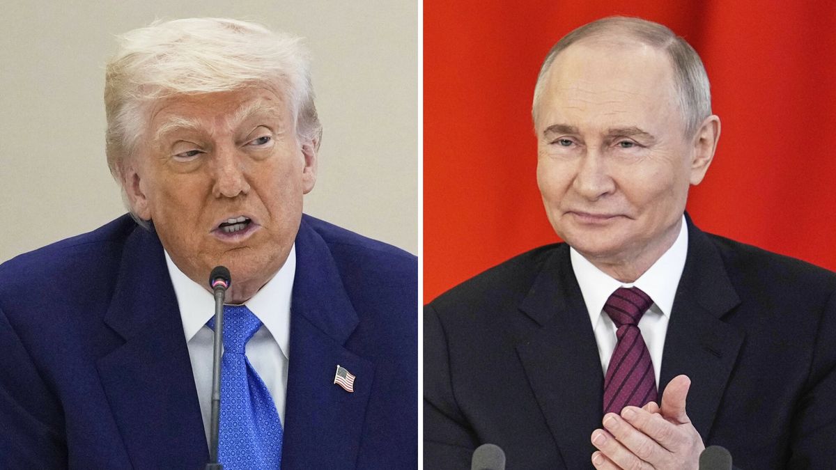 Archiwum zagraniczne East News 2025-05
This combination photo shows President Donald Trump in a business roundtable, May 16, 2025, in Abu Dhabi, United Arab Emirates, left, and Russian President Vladimir Putin at a signing ceremony at the Kremlin in Moscow, May 10, 2025. (AP Photo)