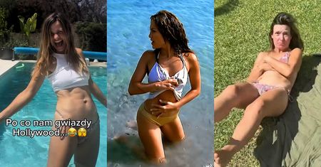 Joanna Koroniewska rzuca wyzwanie J.Lo, uskuteczniając kocie ruchy w bikini. "Wolicie oryginał, czy porządną polską podróbkę?"