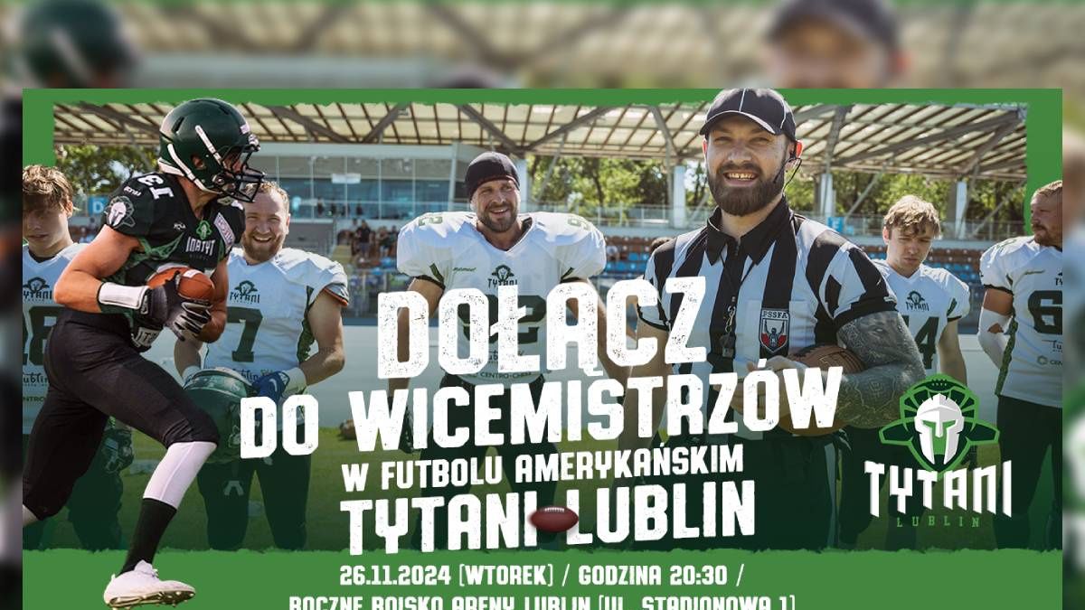 grafika Tytani Lublin – wicemistrzowie ligi PFL9 w futbolu amerykańskim ogłaszają rekrutację do swojej drużyny