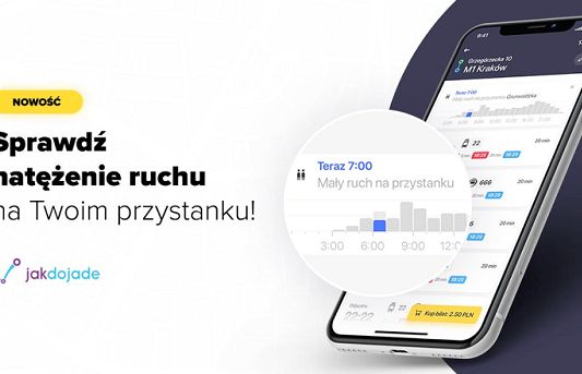 Aplikacja Jakdojade pokaże natężenie ruchu na przystankach