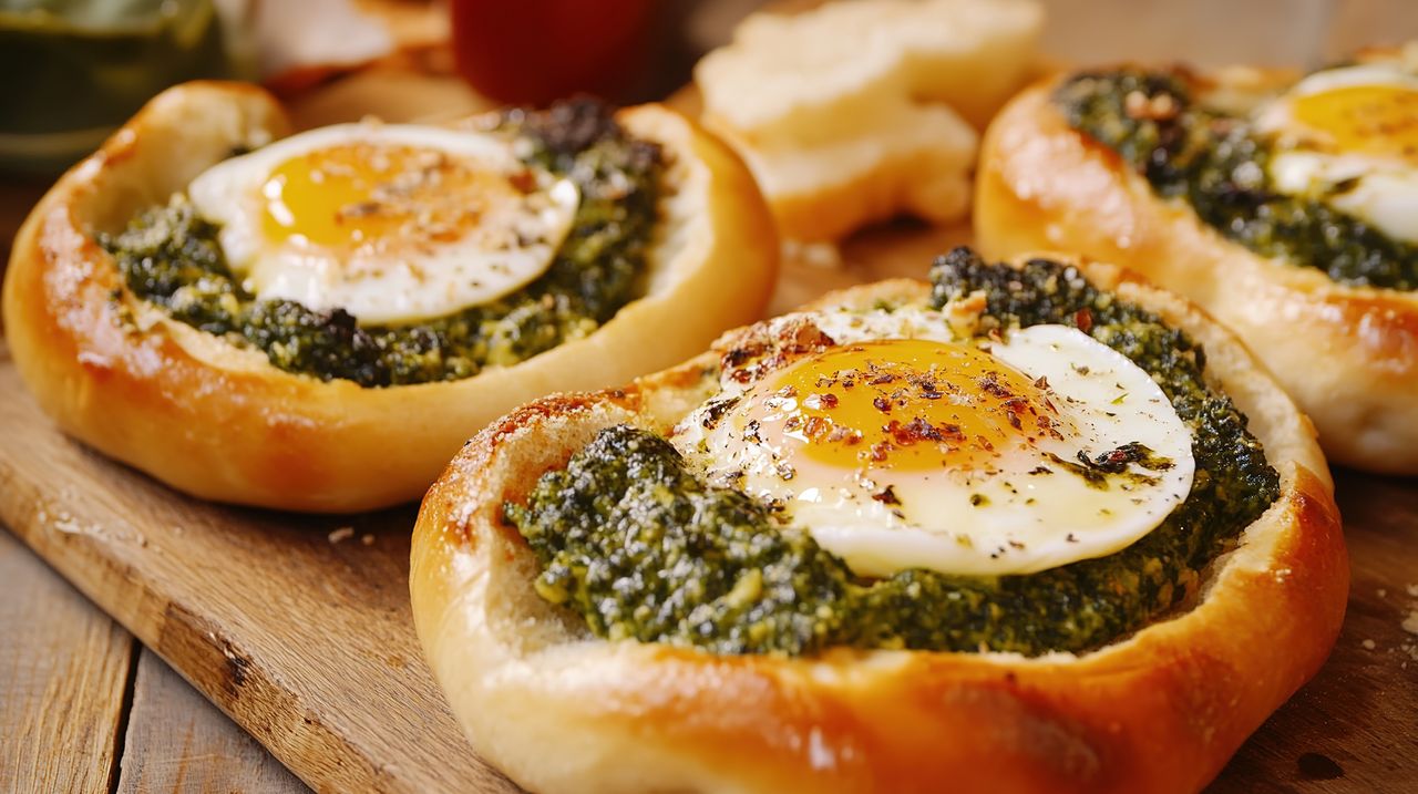 Discover the ultimate breakfast combo: Fried eggs with pesto