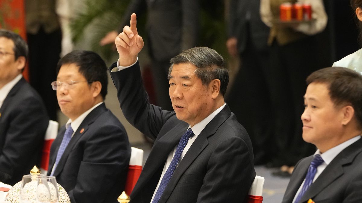 GUANGZHOU, CHINA - APRIL 5: Chinese Vice Premier He Lifeng gestures during a working dinner with U.S. Treasury Secretary Janet Yellen (not pictured) on April 5, 2024 in Guangzhou, China. Treasury Secretary Janet Yellen is in China for a five-day visit for trade talks, amid tensions between the U.S. and China. (Photo by Ken Ishii - Pool/Getty Images)