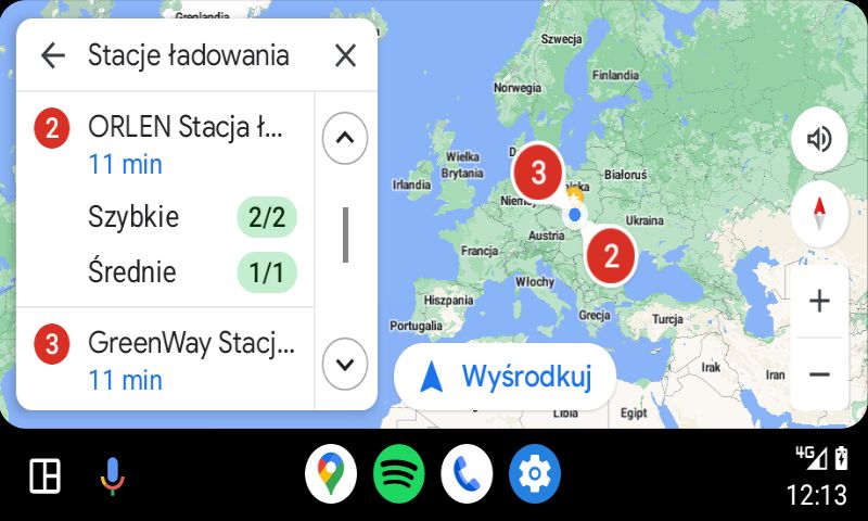 Ładowarki w Google Maps