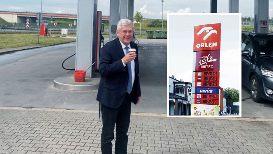 Senator PiS był na stacji paliw koncernu Orlen. O cenach na dystrybutorach nie wspomniał słowem, ale kawa mu smakowała