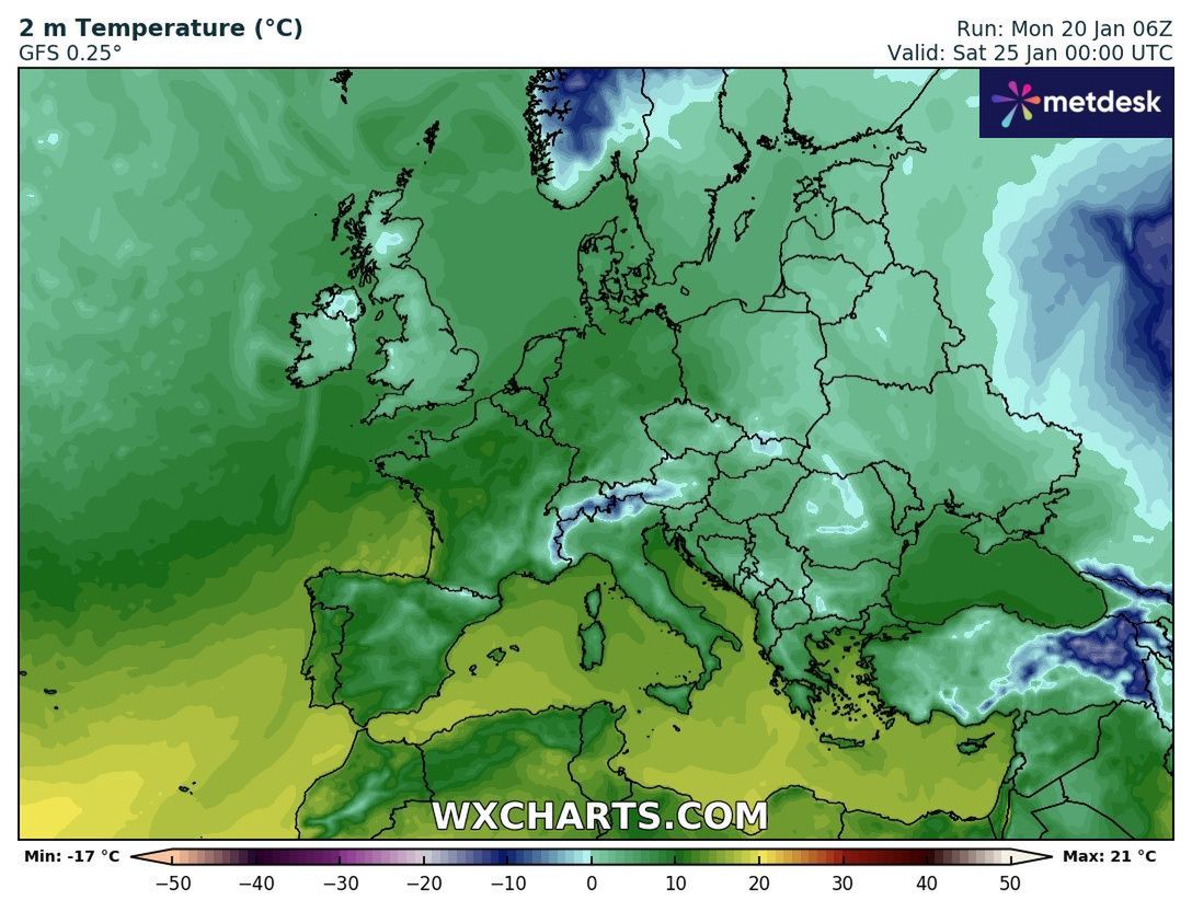 Temperatura powietrza prognozowana na sobotę