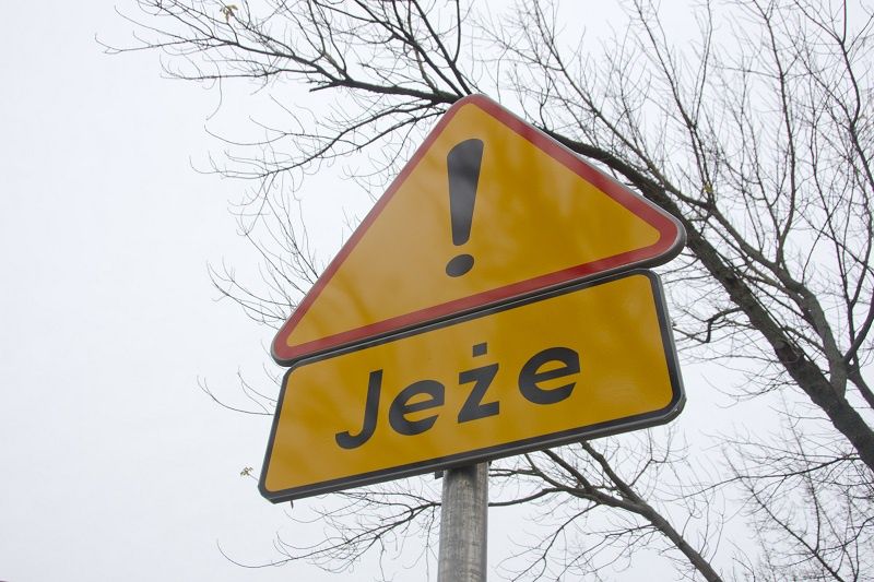 Znak ostrzegający o jeżac