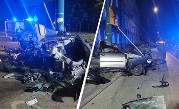Koszmarny wypadek o północy. Auto uderzyło w słup, nie żyją dwie osoby
