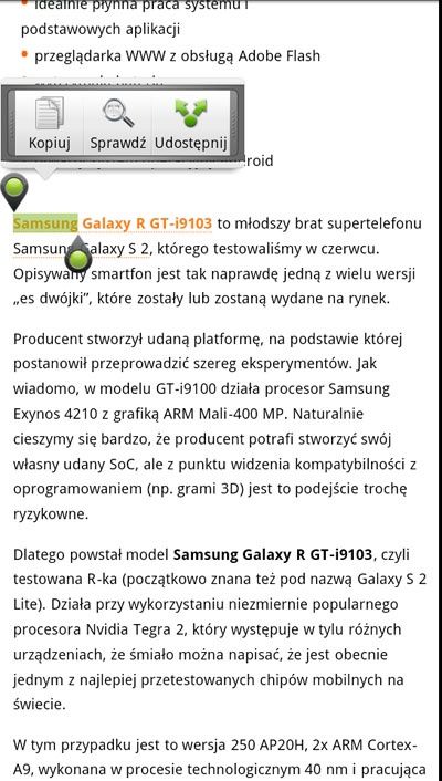Kopiowanie i wklejanie tekstu bez użycia klawiatury