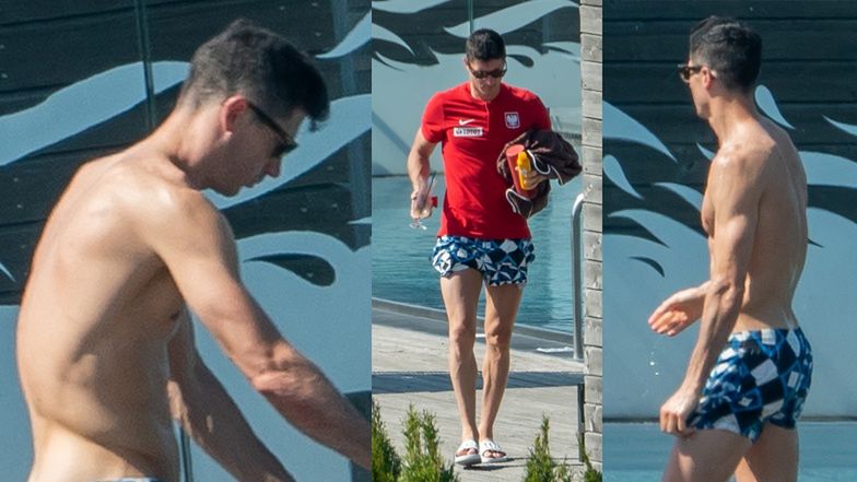 Robert Lewandowski w kolorowych kąpielówkach