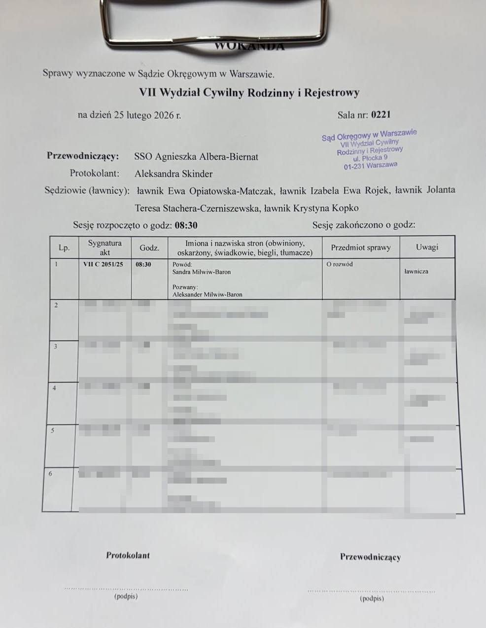 Relacja z rozwodu Sandry Kubickiej i Barona