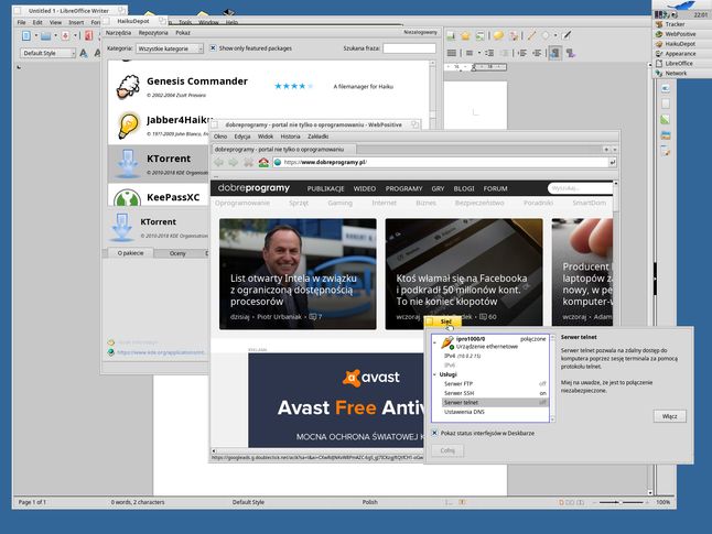 LibreOffice i webkitowa przeglądarka WebPositive – można już pracować