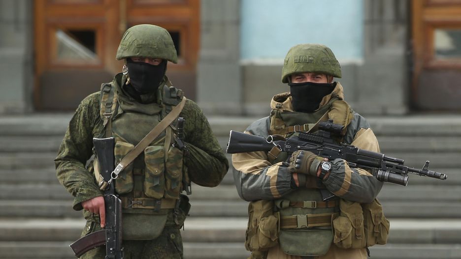 Concerns Grow In Ukraine Over Pro Russian Demonstrations In The Crimea Region
SIMFEROPOL, UKRAINE - MARCH 02:  Heavily-armed troops displaying no identifying insignia and who were mingling with local pro-Russian militants stand guard outside a local government building on March 2, 2014 in Simferopol, Ukraine. The new government of Ukraine has appealed to the United Nations Security Council for help against growing Russian intervention in Crimea, where thousands of Russian troops reportedly arrived in recent days at Russian military bases there and also occupy key government and other installations. World leaders are scrambling to persuade Russian President Vladimir Putin to refrain from further escalation in Ukraine. Ukraine has put its armed forces on combat alert.  (Photo by Sean Gallup/Getty Images)
Sean Gallup
Politics, bestof, bestof, topics, topics, topix, topix, toppics, toppics, toppix, toppix