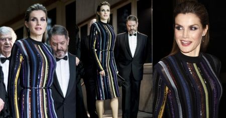 Królowa Letizia w błyszczącej sukience