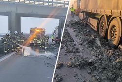 A4 była częściowo nieprzejezdna. Doszło do zderzenia ciężarówek