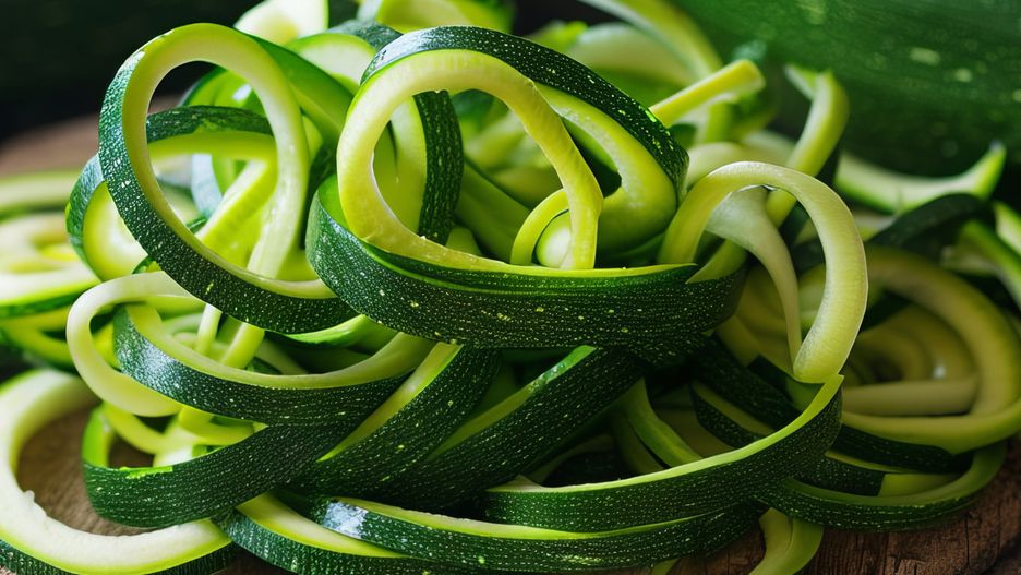 Whole and spiralized zucchini on rustic wooden boardA close-up of whole and spiralized zucchini on a natural wooden surface. The fresh, vibrant green hues evoke a sense of healthy eating and organic produce.standretcompanyzucchini, spiralized, whole, vegetable, healthy, food, fresh, organic, green, nutrition, diet, raw, close-up, wooden, rustic, kitchen, cooking, ingredient, vegetarian, vegan, gourmet, summer, natural, slice, cut, board, table, wood, cuisine, meal, health, dietary, fiber, texture, delicious, appetizer, dish, background, nutritionist, farm, produce, garden, harvest, agriculture, color, zucchini, spiralized, whole, vegetable, healthy, food, fresh, organic, green, nutrition, diet, raw, close-up, wooden, rustic, kitchen, cooking, ingredient, vegetarian, vegan, gourmet, summer, natural, slice, cut, board, table, wood, cuisine, meal, health, dietary, fiber, texture, delicious, appetizer, dish, background, nutritionist, farm, produce, garden, harvest, agriculture, color