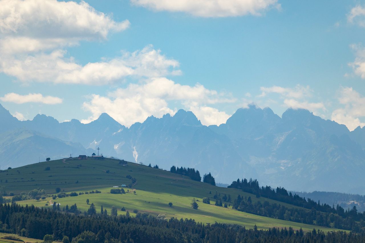 Krzyż na Litwince - w tle Tatry