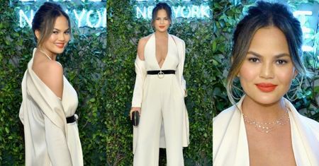 Chrissy Teigen w białym kombinezonie. Seksowna?