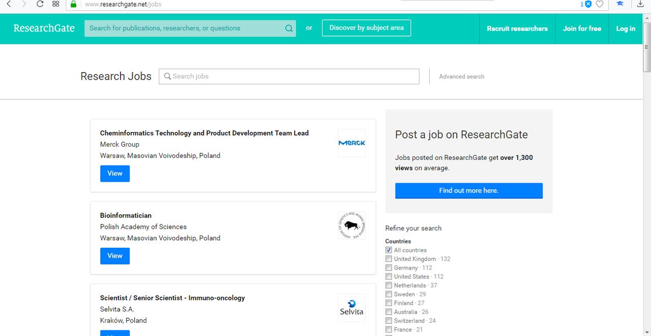 Lista ogłoszeń z ofertami pracy w Research Jobs. Polska Akademia Nauk szuka bioinformatyka.