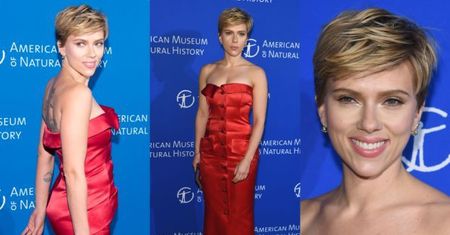 Scarlett Johansson odsłania ramiona w sukience vintage