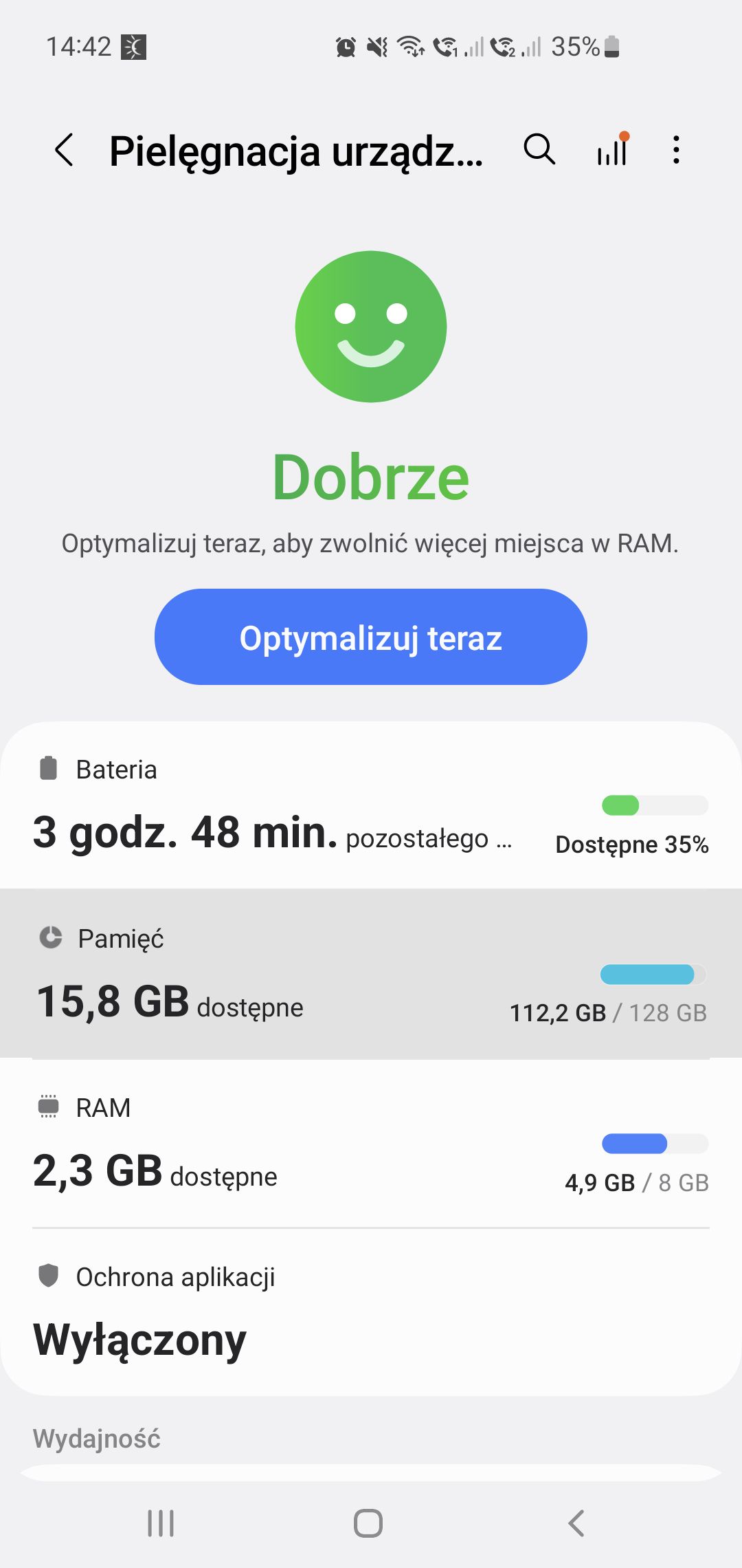 Ustawienia pamięci w Androidzie