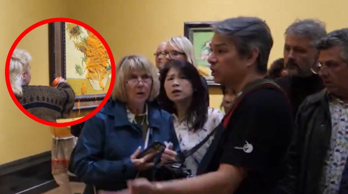 Van Gogh vandalism: Just Stop Oil activists throwing soup at the National Gallery