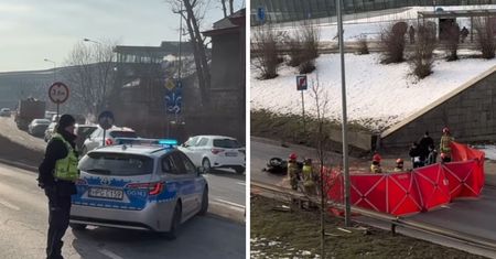 Motocyklista zdjął kask. Później uderzył w mur. Prokuratura o monitoringu