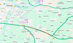 7-kilometrowy korek na A2 koło Poznania. Ruch odbywa się jednym pasem