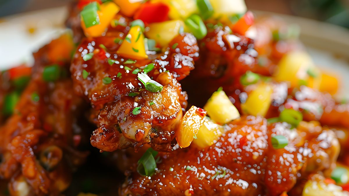 Soczysty kurczak w sosie słodko-kwaśnym.