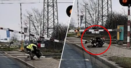 Nieodpowiedzialne zachowanie mężczyzny. Przeczołgał się pod szlabanem