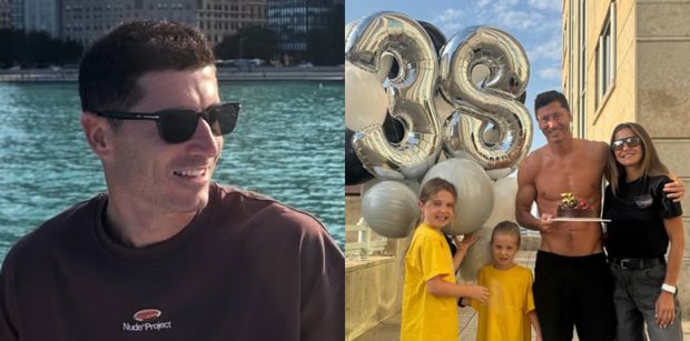 Pozbawiony koszulki Robert Lewandowski dziękuje za życzenia urodzinowe "w towarzystwie swoich ulubionych dziewczyn" (FOTO)