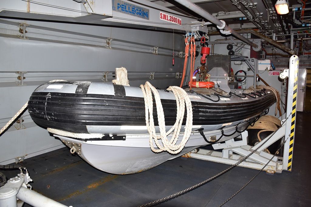 Inspection boat in the hangar