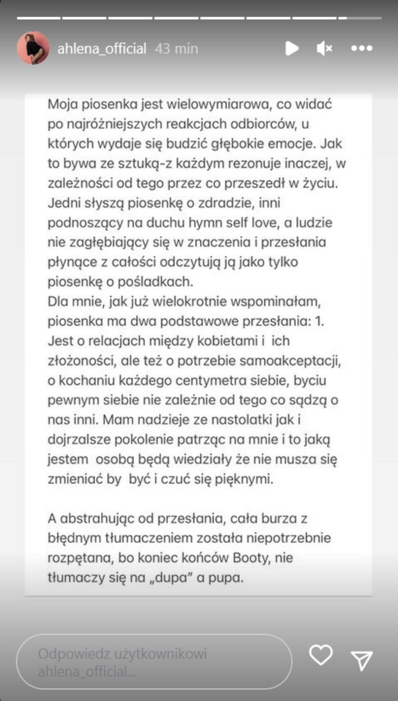 Eurowizja 2023. Ahlena komentuje zamieszanie wokół utworu na preselekcje