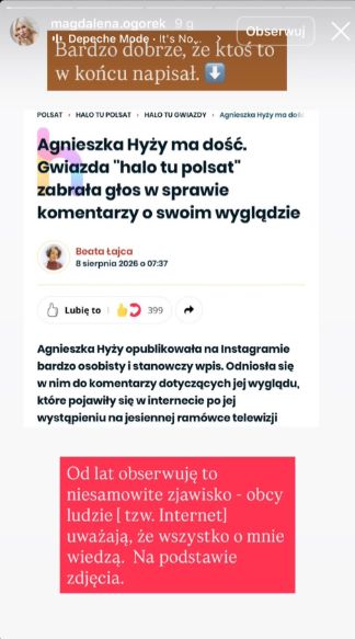 Instagramowa relacja Magdaleny Ogórek