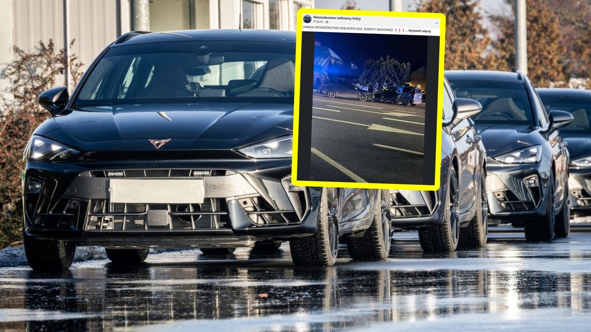 Policyjna Cupra rozbita w Kaliszu.