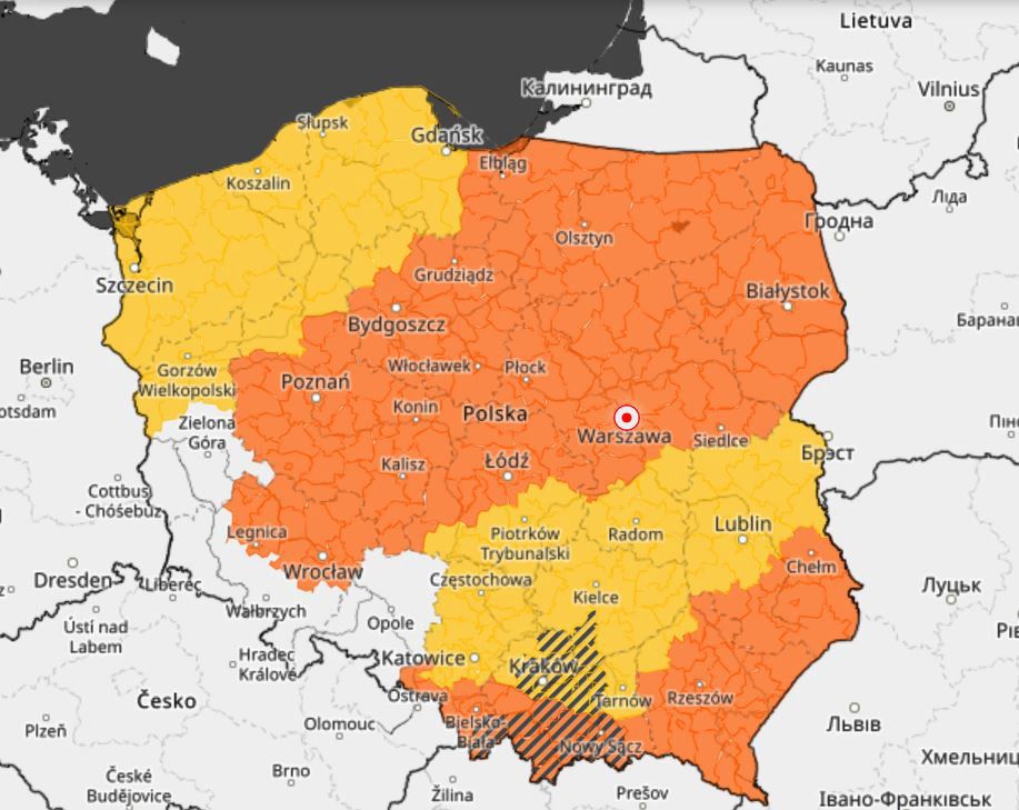 Mapa ostrzeżeń IMGW