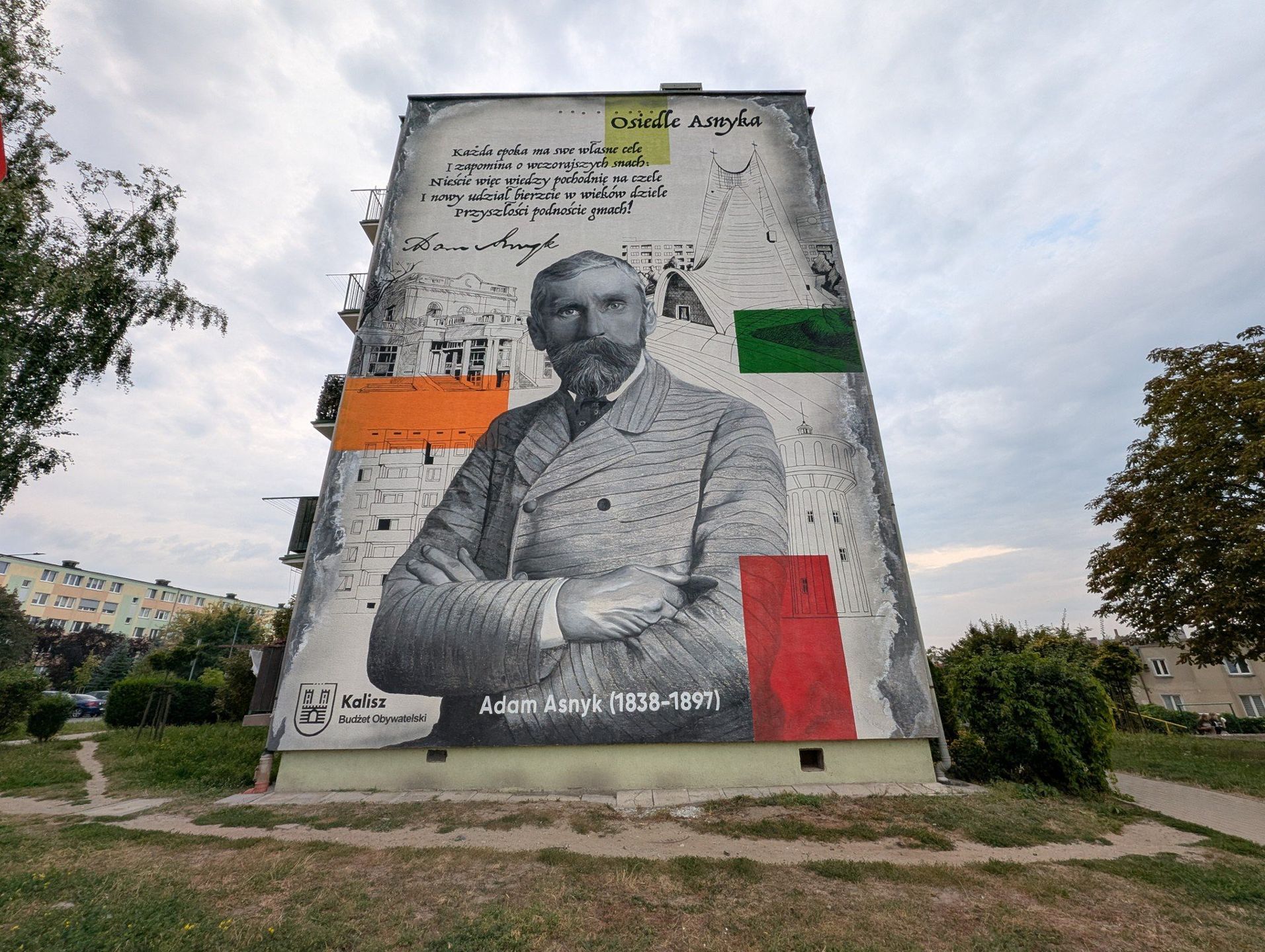 Mural poświęcony Adamowi Asnykowi na osiedlu... Asnyka w Kaliszu