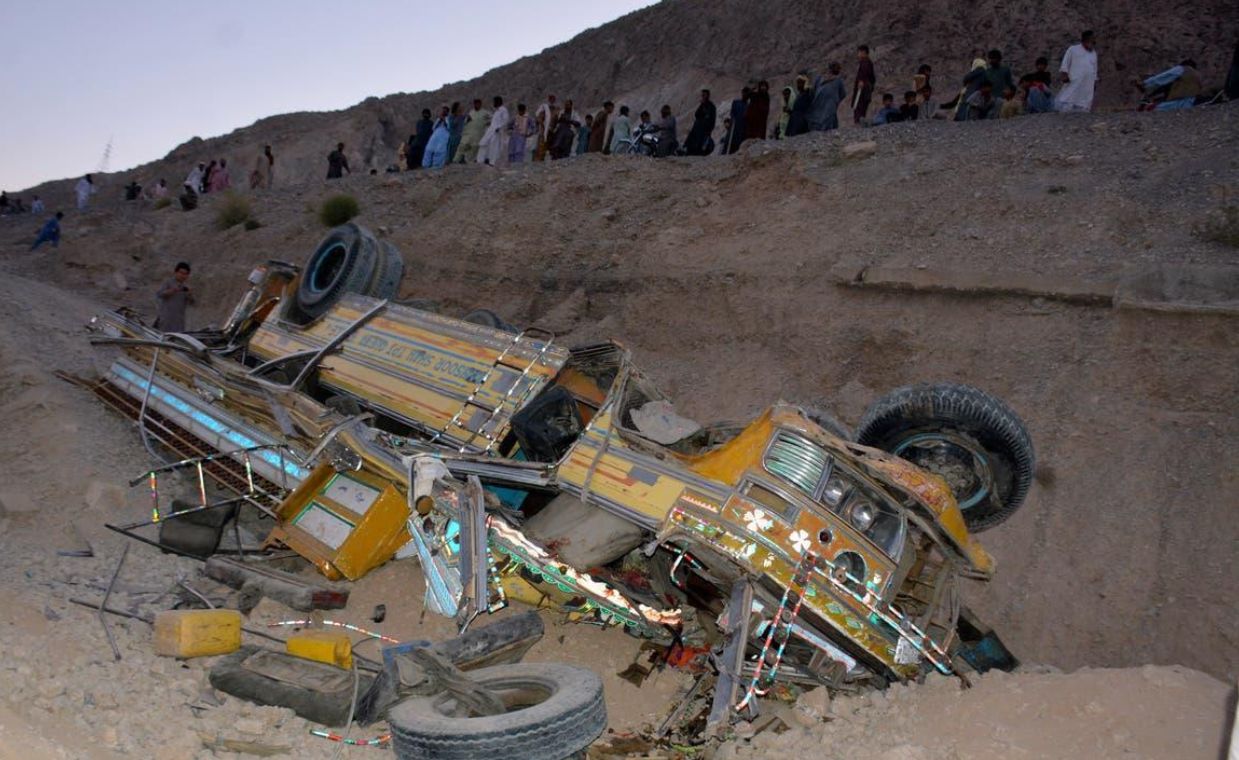 A coach full of wedding guests fell into a ravine.