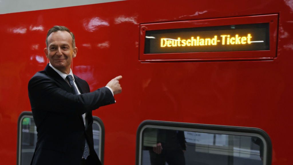 Germany Launches EUR 49 Rail Ticket
BERLIN, GERMANY - APRIL 25: German Transport Minister Volker Wissing walks past a train advertising the Germany Ticket (Deutschland Ticket), the nationwide EUR 49 rail ticket, as he arrives for a promotional event at Hauptbahnhof main railway station ahead of the new service's launch on April 25, 2023 in Berlin, Germany. The nationwide monthly subscription ticket will cover unlimited travel on regional, but not long distance, rail travel beginning May 1. (Photo by Sean Gallup/Getty Images)
Sean Gallup
bestof, topix