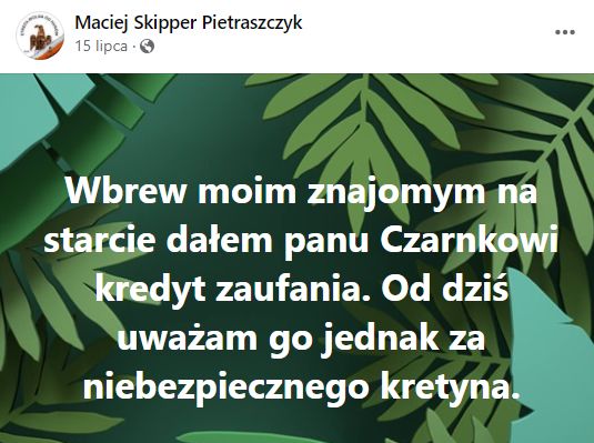 Wpis pracownika Komendy Głównej Straży Granicznej. 