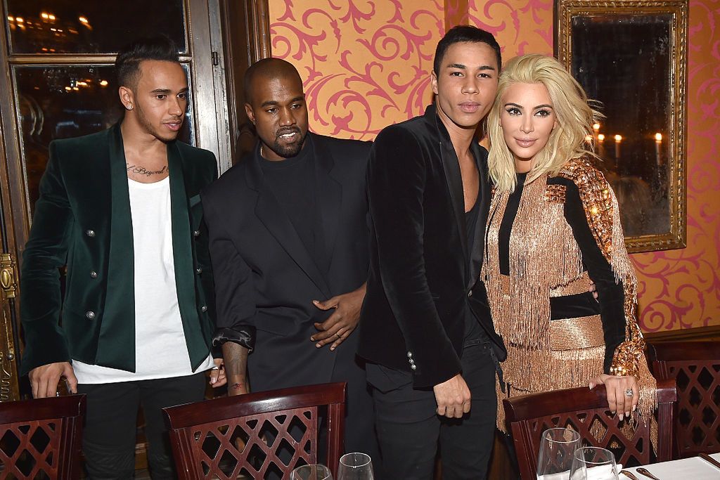 Lewis Hamilton, Kanye West, Olivier Rousteing i Kim Kardashian