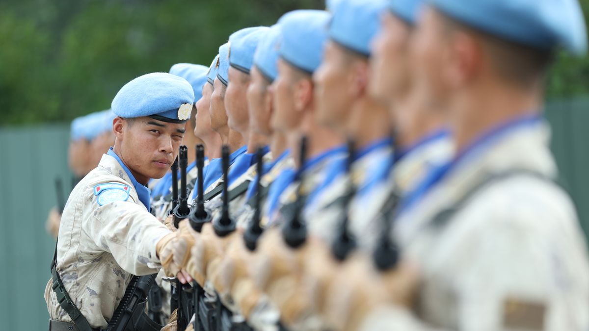 BEIJING, CHINA - AUGUST 12: Participants take part in a training for the upcoming V-Day military parade on August 12, 2025 in Beijing, China. Participants are busy preparing for the upcoming V-Day military parade scheduled on September 3 in Tian'anmen Square to mark the 80th anniversary of the victory in the Chinese People's War of Resistance Against Japanese Aggression and the World Anti-Fascist War. (Photo by Jiang Qiming/China News Service/VCG via Getty Images)