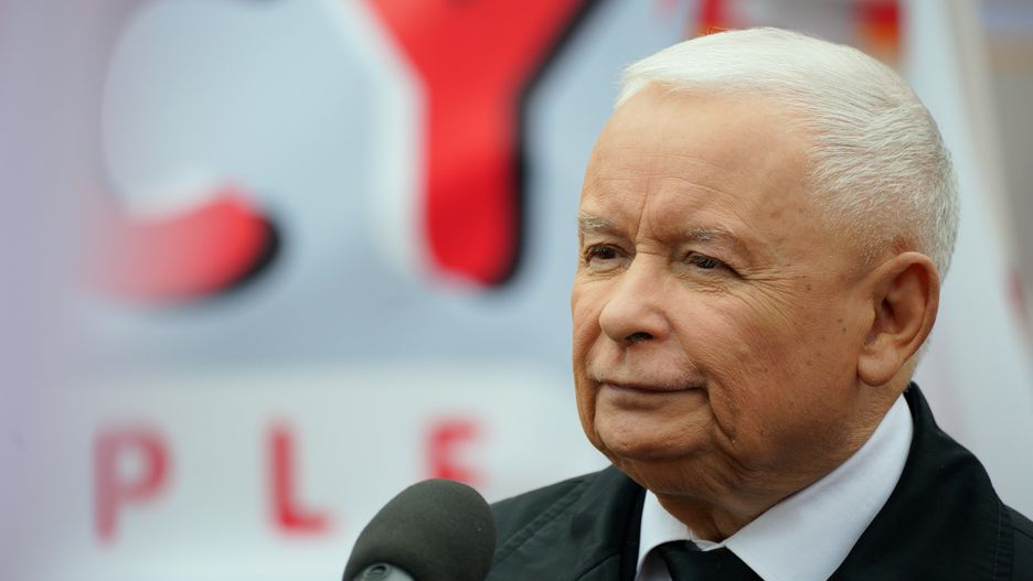 Law and Justice party leader Jaroslaw Kaczynski is seen during a rally in Warsaw, Poland on 14 September, 2024. Several hundred people took part in a rally in front of the Ministry of Justice, organized by the opposition Law and Justice party on Saturday in reaction to a probe into alleged illegal funding of a patriotic fund associated with the party. Opposition leader Jaroslaw Kaczynski spoke at the rally urging his supporters to 'stop the pathology of power' of the current government. (Photo by Jaap Arriens/NurPhoto via Getty Images)
