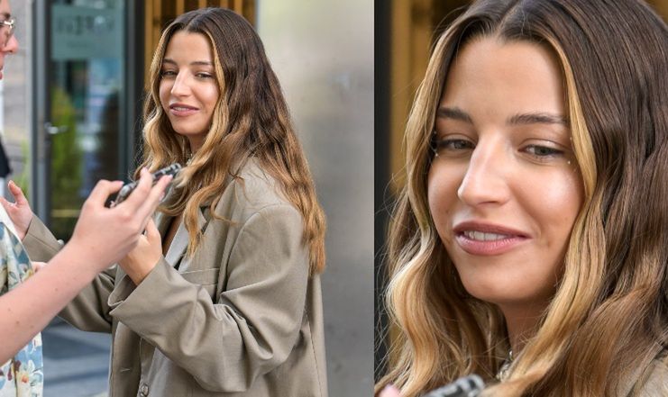 Dumna Julia Wieniawa rozdaje autografy i robi miny pod studiem DDTVN