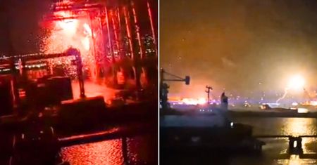 Kule ognia w Rosji. Nagrania z ataku dronów na ważny port